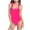 Hot Pink, variant on TAGOLD Womens OnePiece Bikini Set Solid Color Ruffled Strap Backless High Hip Sleeveless Slim Summer Swimwear