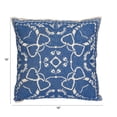 thumbnail image 2 of Creative Co-Op Cotton Pillow with Embroidered Design and Chambray Back, Blue and Natural, 2 of 3