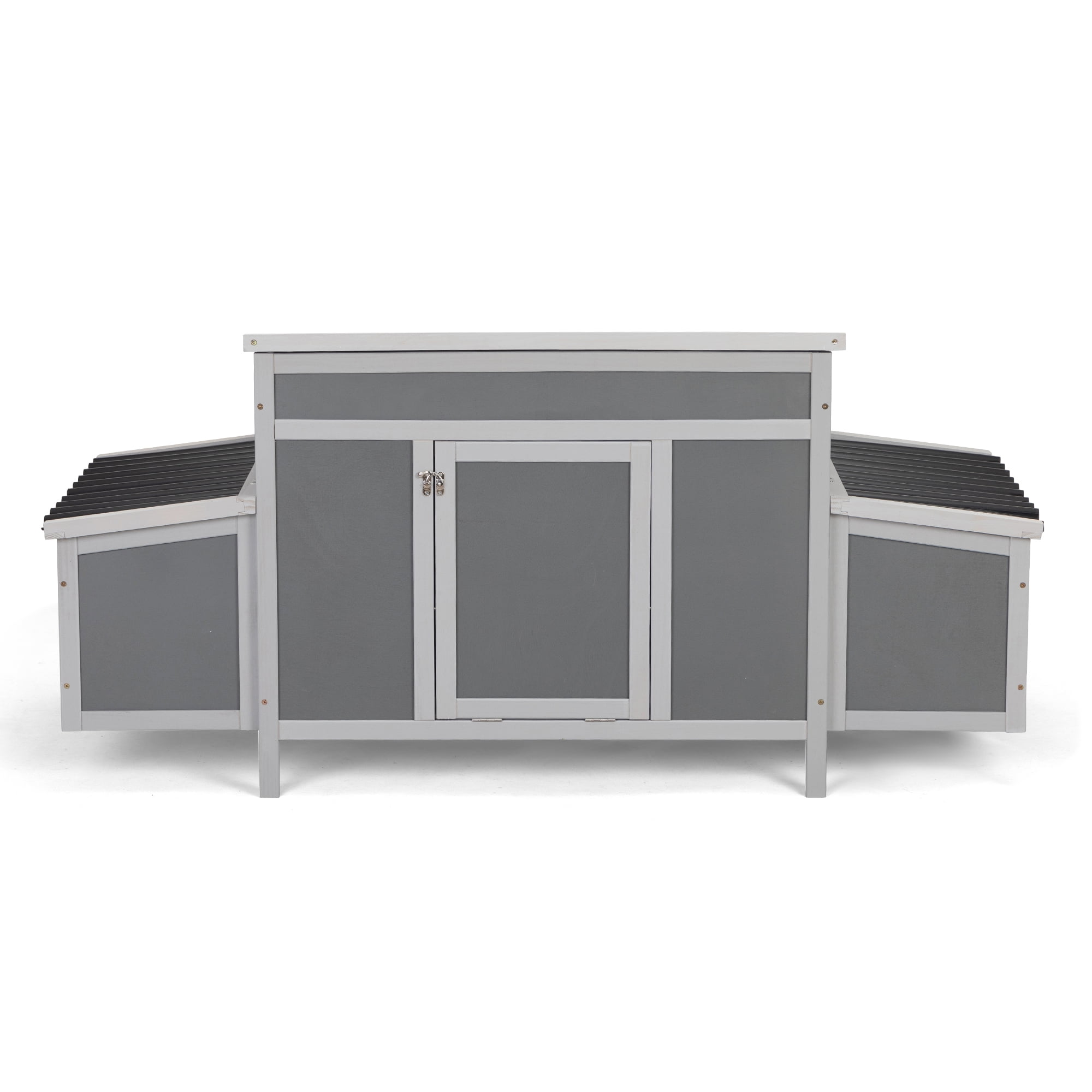 Pefilos 58" Wooden Rabbit Hutch Outdoor & Waterproof Guinea Pig Hutch with Egg Carton and Pull-Out Drawer, Gray Pefilos 58" Wooden Rabbit Hutch Outdoor & Waterproof Guinea Pig Hutch with Egg Carton and Pull-Out Drawer, Gray