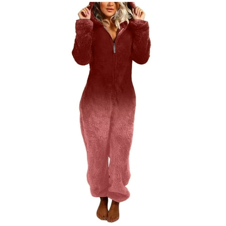 

Aompmsdx Women Long Sleeve Hooded Jumpsuit Pajamas Casual Winter Warm Rompe Sleepwearwomen S Pants