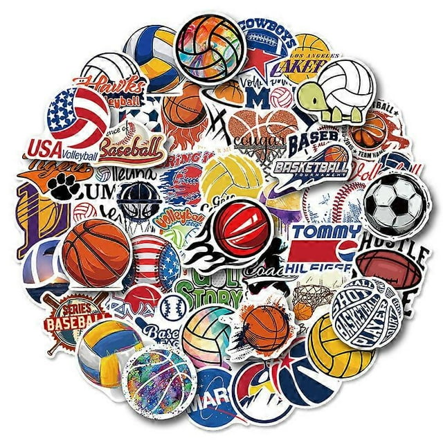 Pegatinas deportivas, 50 unidades, regalo deportivo, pegatinas deportivas para botellas de agua, baloncesto, béisbol, fútbol, voleibol, fútbol, pegatinas deportivas, pegatinas para adolescentes.