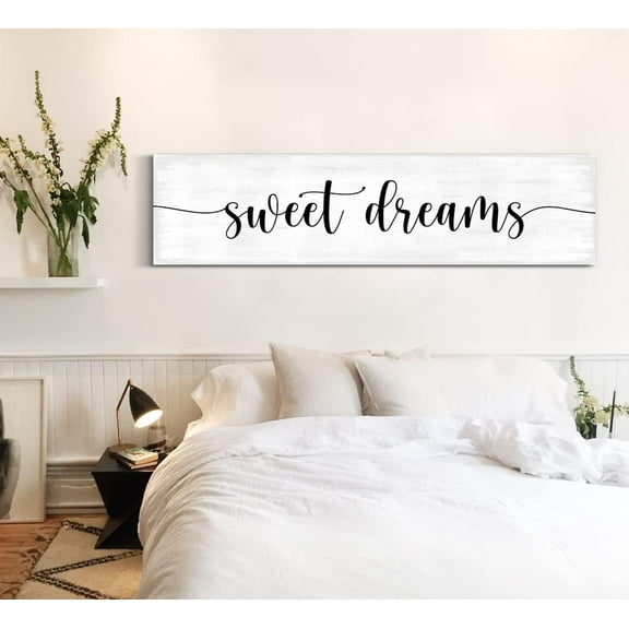 Aaheei Sweet Dreams Sign Poster Wall Art Print Rustic Canvas Painting For Master Bedroom Over Bed Wall Decor Couple Gift Unframed