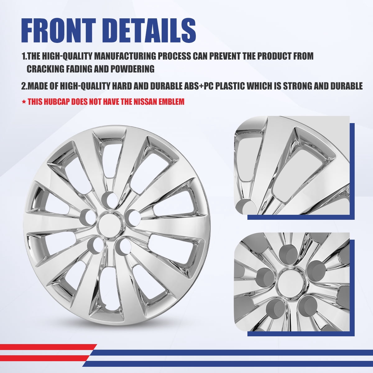 16 inch Set of 4 Hubcaps for Nissan Sentra 2013-2019,Wheel Rim Covers for Nissan Leaf 2011-2017,Snap on Installation,Chrome