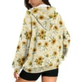 thumbnail image 2 of FOR U DESIGNS Vintage Sunflower Zip Up Hoodies for Women Oversized Sweatshirts Loose Fit Hoodie Size XS Ladies Hooded Long Sleeve Cardigan Down-Shoulder Collar Sportswear, 2 of 7