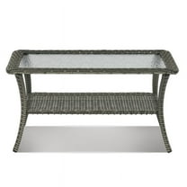 PARKWELL Easy to Assemble Steel and Wicker Coffee Table with All Necessary Hardware, Gray
