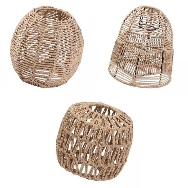 3 uds lámpara colgante Retro tejido papel cuerda ratán para sala