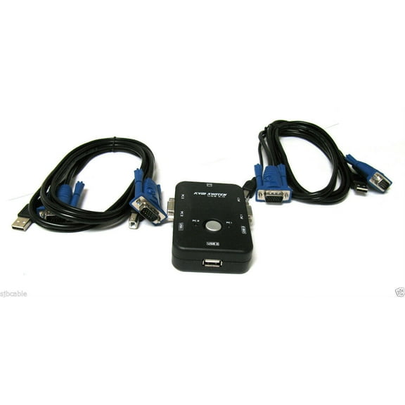 CableVantage 2-PORT KVM SWITCH   2x SET 3-IN-1 USB KVM CABLES FOR PC