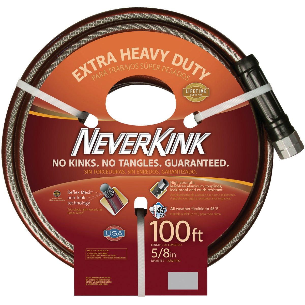 Heavy Duty Neverkink Commercial Outdoor Dia x75 ft Garden Water Hose 5/8 in