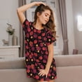 thumbnail image 3 of Easygdp Beautiful Maple Leaf Lantern Camisón de manga corta para mujer, informal, estampado, 3 of 6