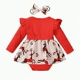 thumbnail image 3 of Karoyedx Rompers for Fall Newborn Baby Girl Christmas Fall Winter Outfits Long Sleeve Romper Overall Dress Infant Skirt Clothes Sets Red Size,12-18 Months, 3 of 6