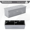 thumbnail image 3 of CZMDZH 43 Inches Folding Storage Ottoman Bench, Upholstered PU Leather Storage Chest with Side Pocket, Padded Seat, End of Bed Bench, Grey, 3 of 15