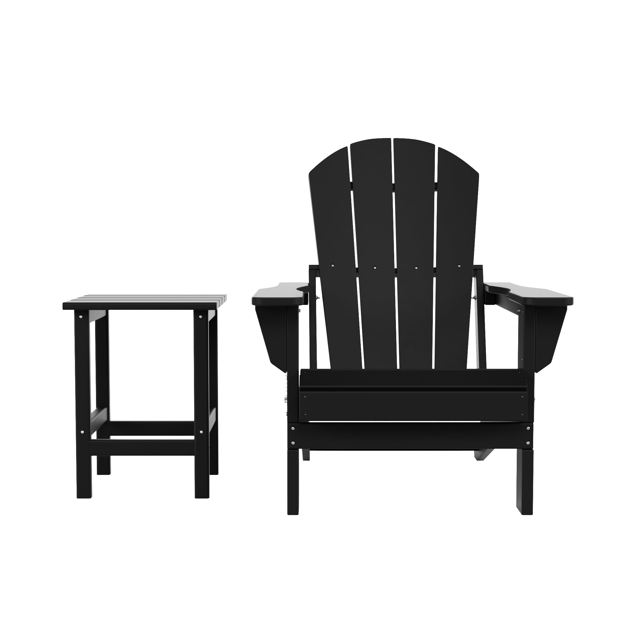 WestinTrends Malibu 2-PC Outdoor Patio Plastic Adirondack chair set with side table, Black