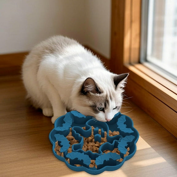 HKEJIAOI 7.87x7.87x1.57 in Halloween Pet Slow Feeder Bowl, Food Grade Silicone Dog Bowl with Suction Cup, Anti-Choke Maze Design for Small Medium Dogs & Cats