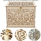 thumbnail image 2 of Caja para tarjetas, caja de regalo de boda, diseño hueco de madera natural con cerraduras, caja para tarjetas de boda plegable fácil de instalar, 2 of 5