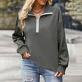 thumbnail image 7 of Yteetum Sweatshirts for Women Oversized 1/4 Zipper V-neck Knitted Pullover Sweatshirts Jackets Outerwear Womens Casual Solid Quarter Zipper Lightweight Loose Fits Long Sleeve Hoodless Sweatshirts Top, 7 of 7