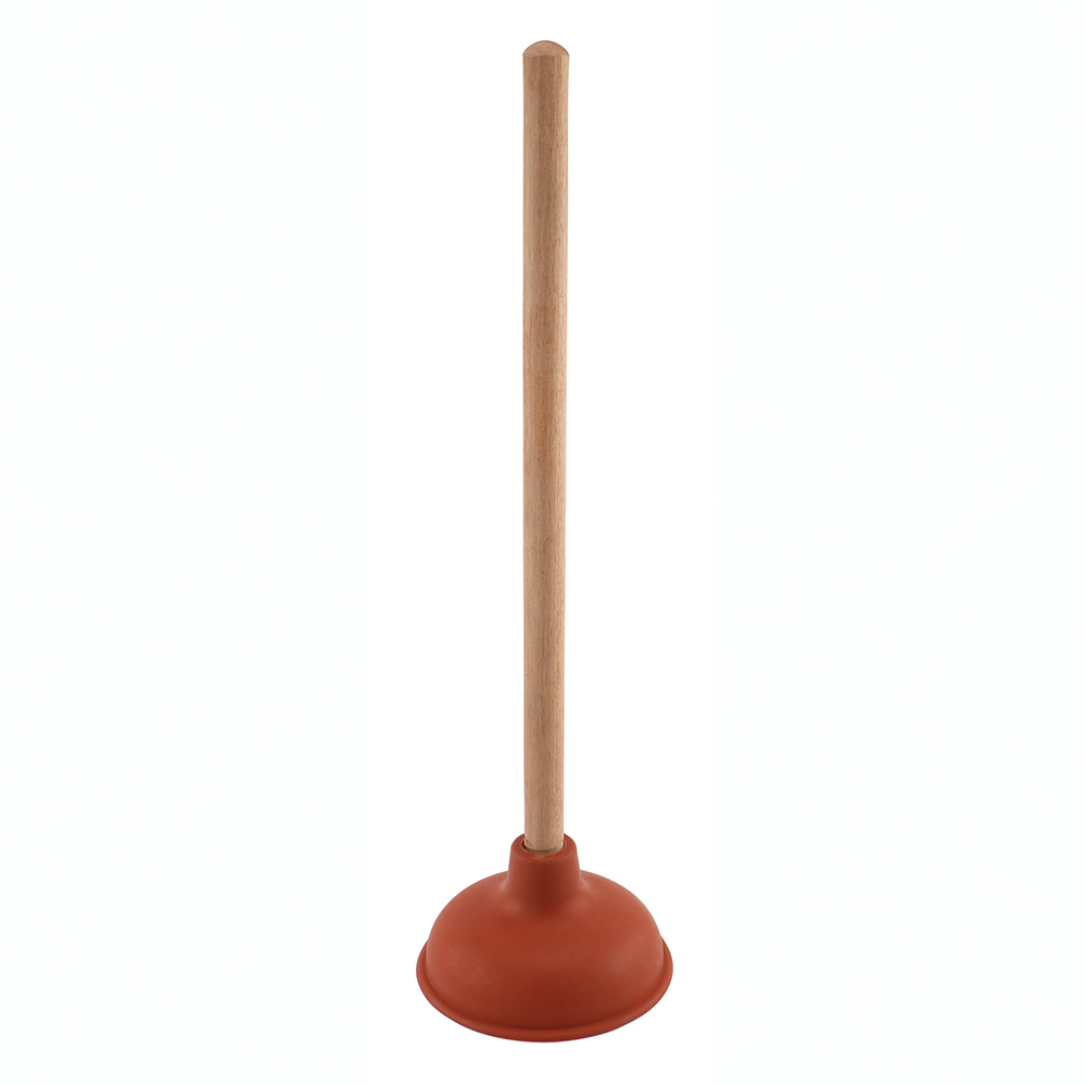 Plunger, 6 in., Light Duty, Rubber Cup, Red, Wooden Handle Walmart