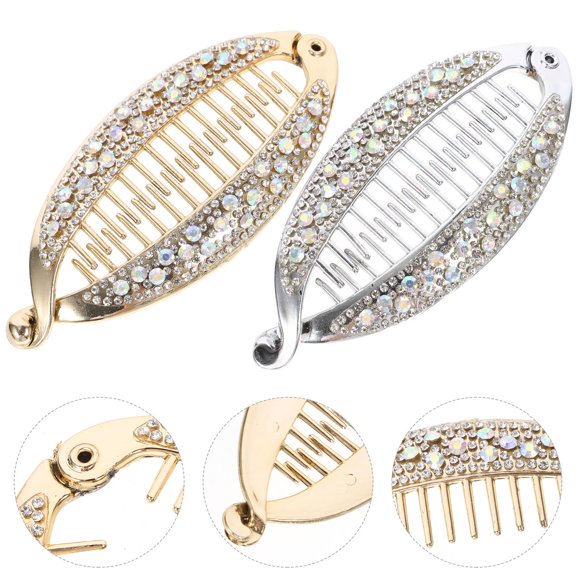 HORIALENCE 4pcs Fashionable Banana Hair Clips for Girls Strong Tension Electroplate