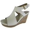 Me Too Womens Atlantis Wedge Sandal Shoes, White Soft Vachetta, US 10