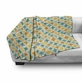 thumbnail image 3 of Geometric Soft Flannel Fleece Throw Blanket, Abstract Colorful Pattern Circular and Diamond Shaped Cubic Print, Cozy Plush for Indoor and Outdoor Use, 70" x 90", Yellow and Blue, by Ambesonne, 3 of 6
