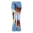 thumbnail image 2 of Gibobby pantalones de maternidad mujer Pantalones de mezclilla acampanados desgastados con corte de bota para mujer Pantalones casuales de mezclilla con estampado floral (Multicolor, M), 2 of 5