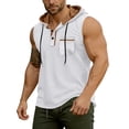 thumbnail image 5 of HappyYEE Men's Hooded Tank Tops Pullover Sleeveless Shirts with Drawstring Workout Gym Training Athletic Tank Top White XXL, 5 of 9