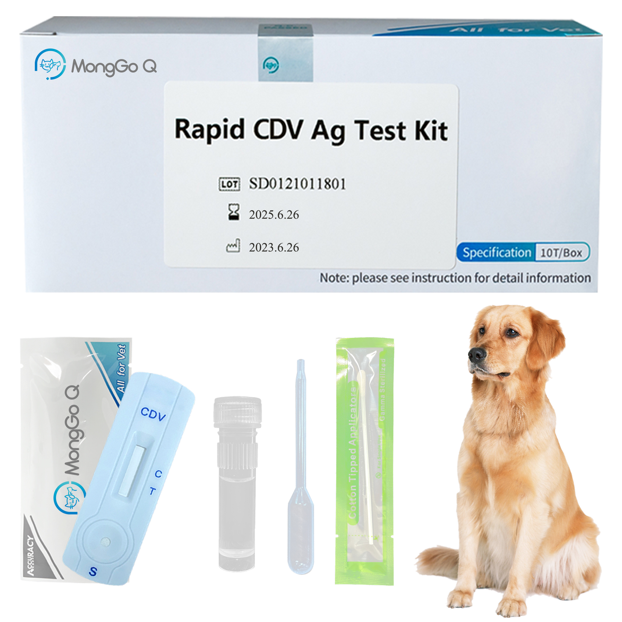 MONGGO Q Distemper Test Dogs 10 Pcs , Canine Distemper CDV Auxiliary