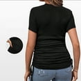 thumbnail image 7 of SBYOJLPB Summer Fashion and Elegant Ribbed Short-length Drawstring Round Neck Short-sleeved T-shirt Maternity Top, 7 of 7