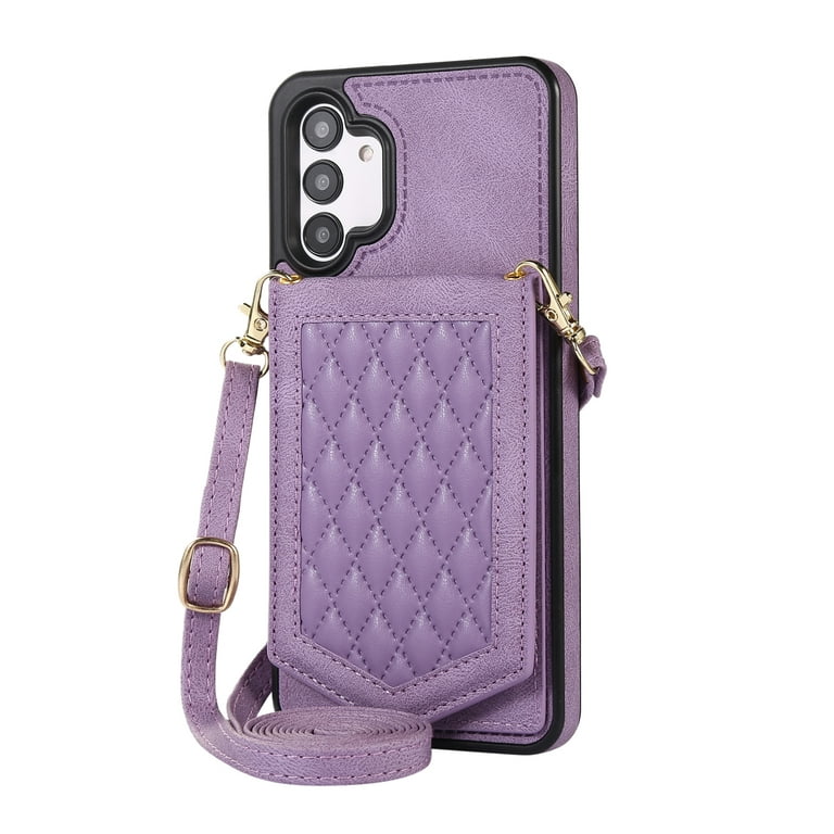 LV iPhone case Galaxy leather wallet case with card holder crossbody strap  chain