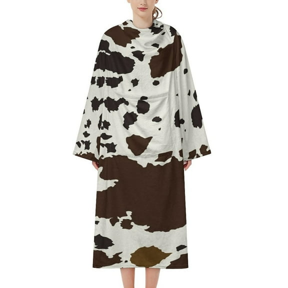 Cow Print Textures Bathrobe Plush Bathrobe Cozy Unisex Winter Bathrobe Warm Water Absorbent