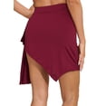 thumbnail image 4 of CHICTRY Womens Latin Rumba Dance Costume Ruffles Ruched Side Skirt Solid Color Shirring Dance Skirt Burgundy XL, 4 of 7