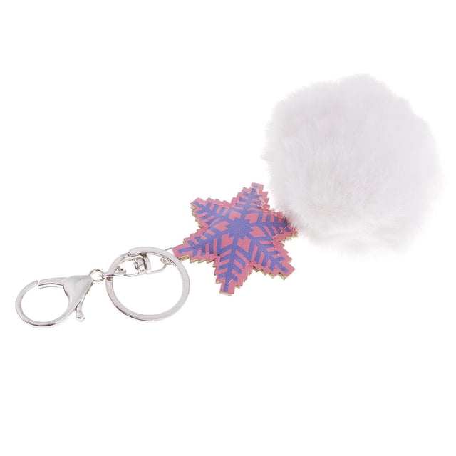 de sintica Llavero Llavero Llavero Bolsa Decoración Colgante de nieve y Blanco Hugo Faux Fur Ball Plush Pendant