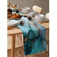 thumbnail image 3 of Hokiten Table Runners 70 Inches Long Dress Scarves, Marble Turquoise Gold Farmhouse Coffee/Dining/Kitchen Table Decor, Holiday Table Runner, Abstract Simple Geometric 13x70 Inch, 3 of 7