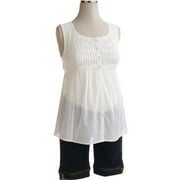 Maternity Sleeveless Button-Down Top with Demi-Panel Denim Shorts