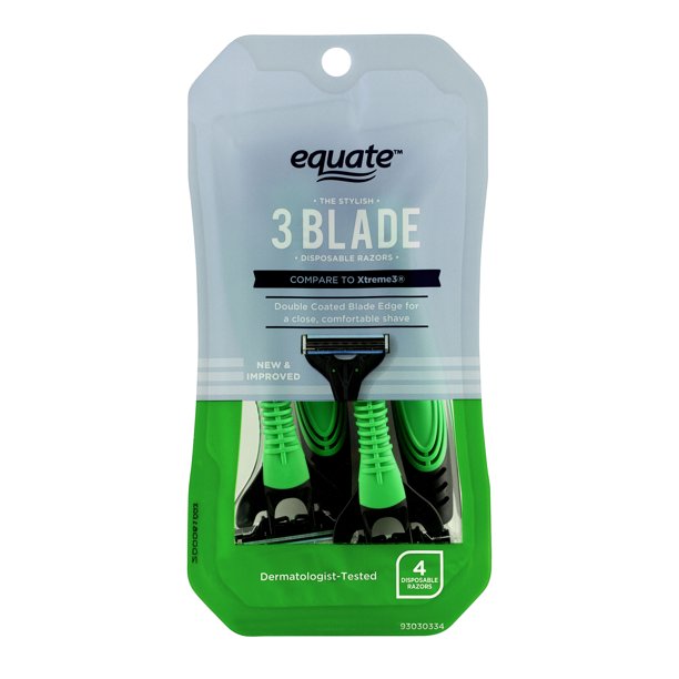 Equate The Stylish 3 Blade Disposable Razors for Men, 4 count Walmart