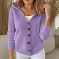 thumbnail image 2 of HJYCHN Womens Elegant Hooded Knit Cardigan Soft Lightweight Long Sleeve Sweater Comfortable Fall Winter Outerwear Top Purple XL, 2 of 5