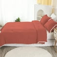 thumbnail image 4 of DNG Luxury 1 Piece Pom Pom Plain Pattern Comforter Set, 800 Thread Count, 100% Egyptian Cotton, White Vintage Pom-Pom Fringe Super Soft (Oversized Super King Size Brick Red Color), 4 of 9