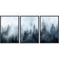 thumbnail image 2 of PixonSign Framed Wall Art Set Winter Fog Mist Pine Tree Mountain Forest Nature Wilderness Modern Art Photography Landscape Decor Rustic Calm/Zen for Living Room, Office - 24"x36"x3 Panels Black, 2 of 5