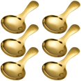 thumbnail image 1 of Dadamong Cucharas de mango corto, juego de 6 mini cucharas de sal de acero inoxidable para condimentos, postre, té, café, pastel, cuchara para agitar azúcar, cucharadita, 3,5 pulgadas (oro), 1 of 5
