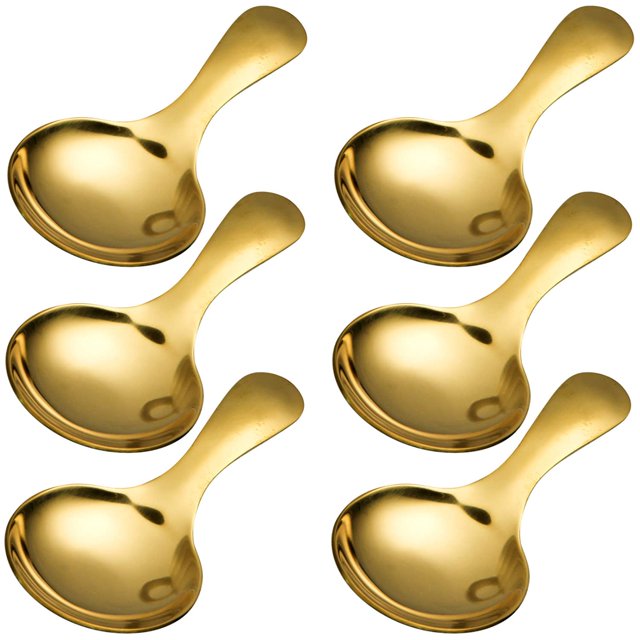 Dadamong Cucharas de mango corto, juego de 6 mini cucharas de sal de acero inoxidable para condimentos, postre, té, café, pastel, cuchara para agitar azúcar, cucharadita, 3,5 pulgadas (oro)