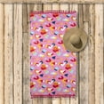 thumbnail image 2 of Packed Party Beach Towel, Leopard Print, Multi-Color with Pink Fringe, 2 of 6
