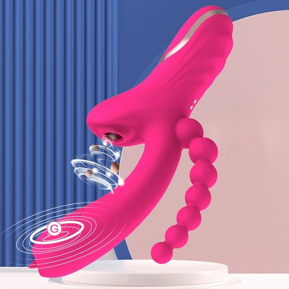 G-Spot Vibrator, XBONP Tongue Licking Vibrator, Sucking Vibrator with Anal Beads, Adult Sex Toys for Women, Rabbit Vibrator for Couples, Red