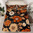 thumbnail image 2 of Homewish Rustic Flower Floral Twin Sheet Sets,Country Plant Twin Fitted Sheet,Brown Orange Black Flat Sheet For Teens,Luxury Bedroom Decor,3-Piece, 2 of 7