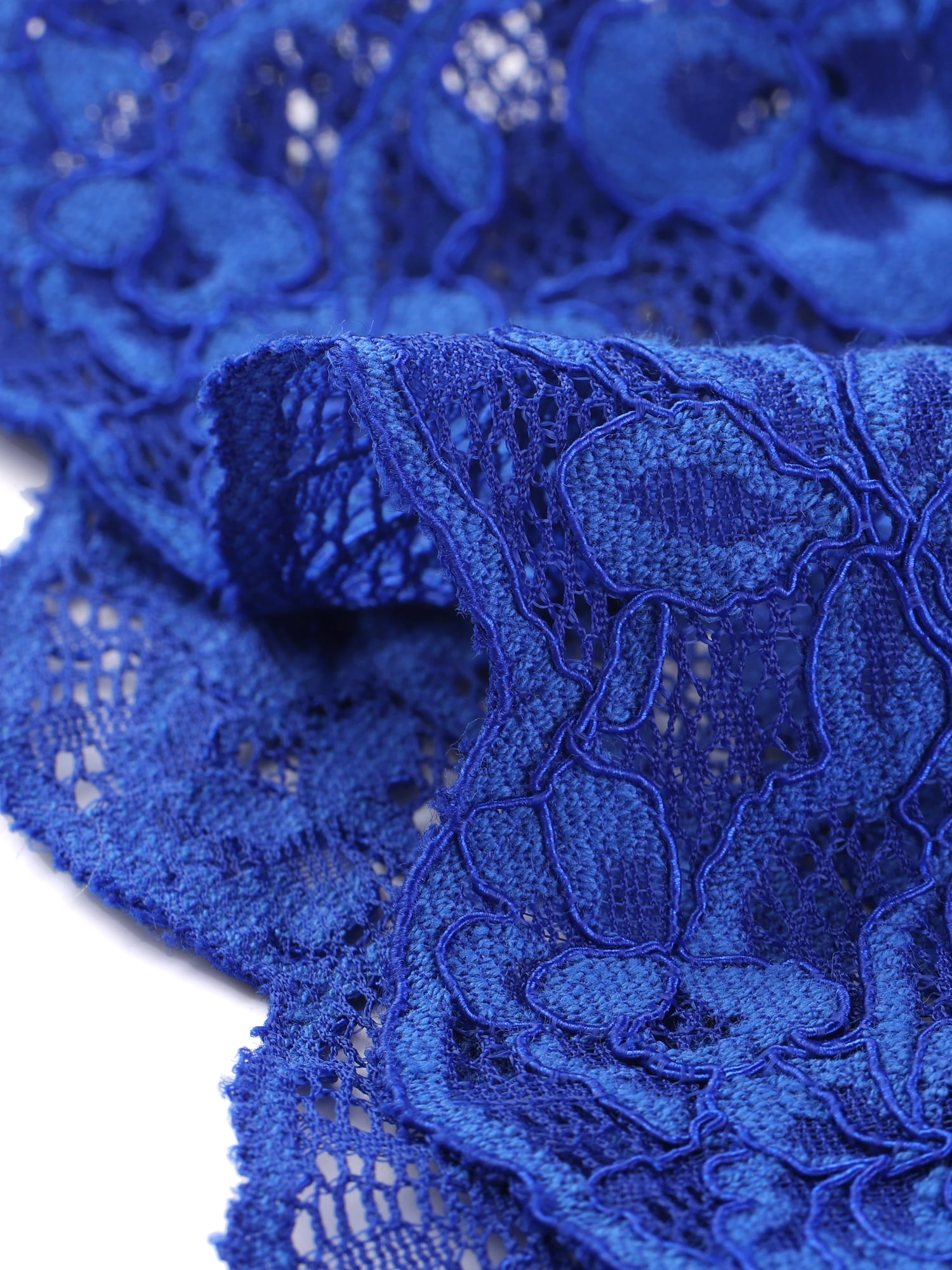 DARING DIVA 3/4 Sleeve Sheer Floral Lace Shrug Top 3XL Cobalt Blue