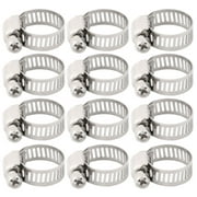 Unique Bargains 3/8-5/8 Inch Dia 12pcs 201 Steel Adjustable Clip Clamping Hose Clamp Fittings