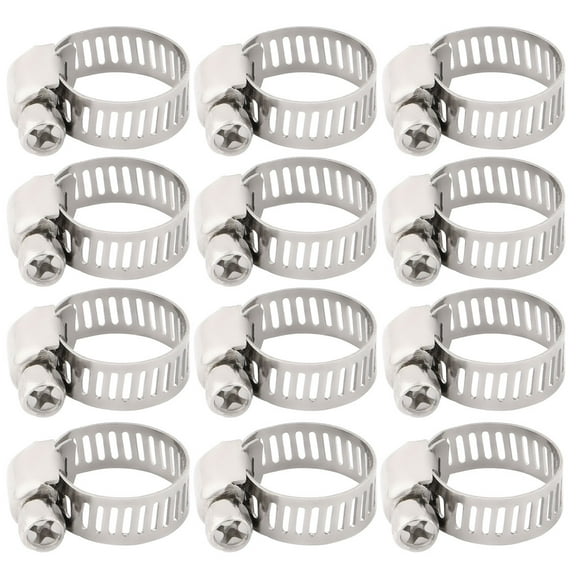 Uxcell 3/8-5/8 Inch Dia 12pcs 201 Steel Adjustable Gear Clip Clamping Hose Clamp Fittings