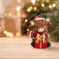 thumbnail image 2 of Cute Highland Cow Gifts Christmas Decor, Resin Highland Cow Bathroom Decor with Santa Hat, Christmas Cow Figurines for Xmas Home Table Decor, 2 of 5