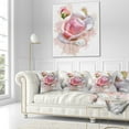 thumbnail image 3 of Designart Pink Rose Flower with Paint Splashes - Floral Throw Pillow - 16x16, 3 of 5