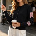 thumbnail image 5 of Iroehba Cardigan Sweaters for Women Long Sleeve Button Down Crew Neck Knit Tops Relaxed Cut Elegant Casual Outerwear for Daily Wear, 5 of 6