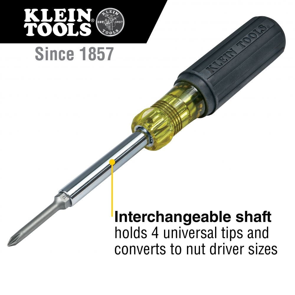 Klein Tools 32559 6-in-1 Extended Reach Multi-Bit Screwdriver/Nut Driver