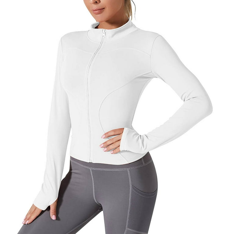 BiZtdJrK Women's Cropped Running Workout Jackets Zip Slim Fit